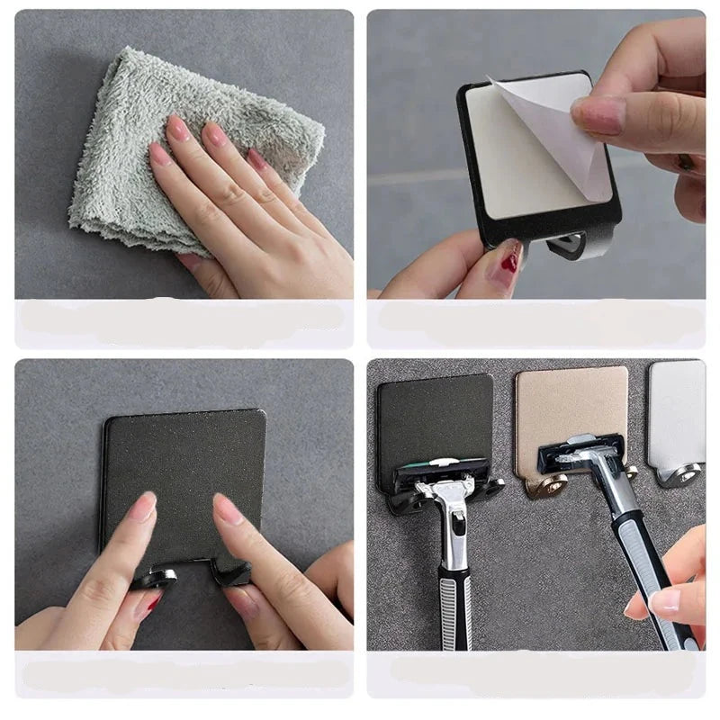 1-15PCS No-Punch Razor Holder Adhesive Razor Storage Hook Bathroom Razor Waterproof Wall Hook Bathroom Shelf Razor Holder Design & Casa
