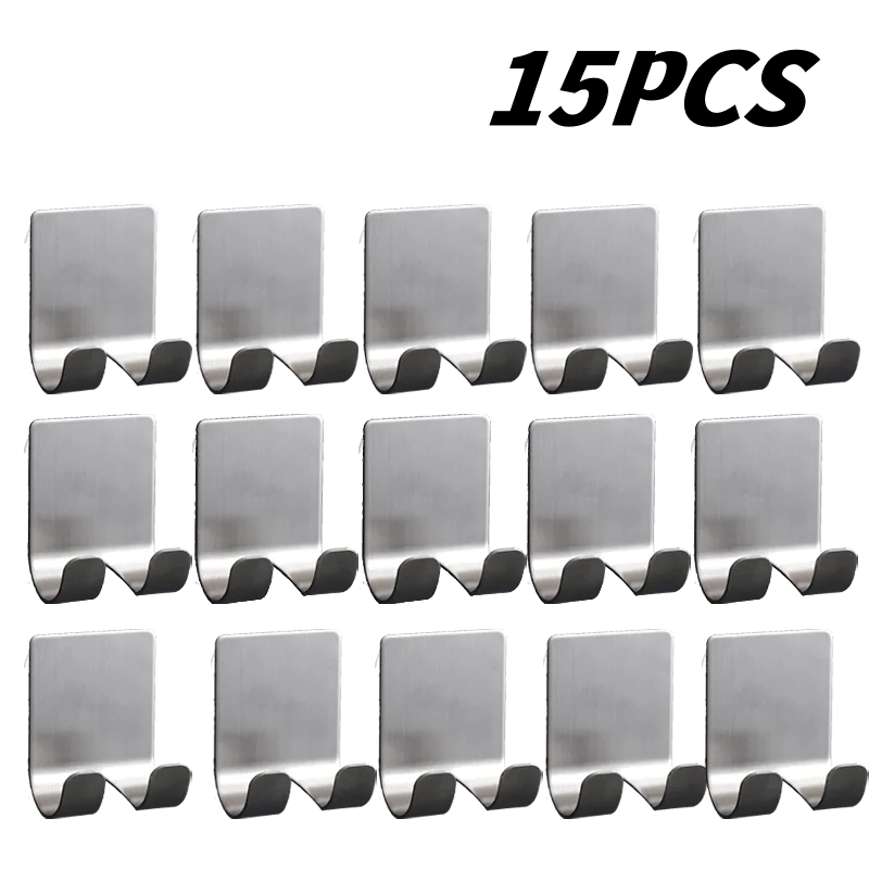 1-15PCS No-Punch Razor Holder Adhesive Razor Storage Hook Bathroom Razor Waterproof Wall Hook Bathroom Shelf Razor Holder Design & Casa Sliver 15PCS