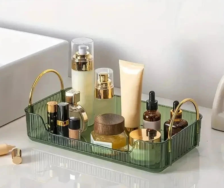 1 PCs Sotrage Shelf Stylish Desk Organizer with Rack, Holder, and Display Shelf for Skincare, Perfume, and Dresser Items Design & Casa Green Single Layer