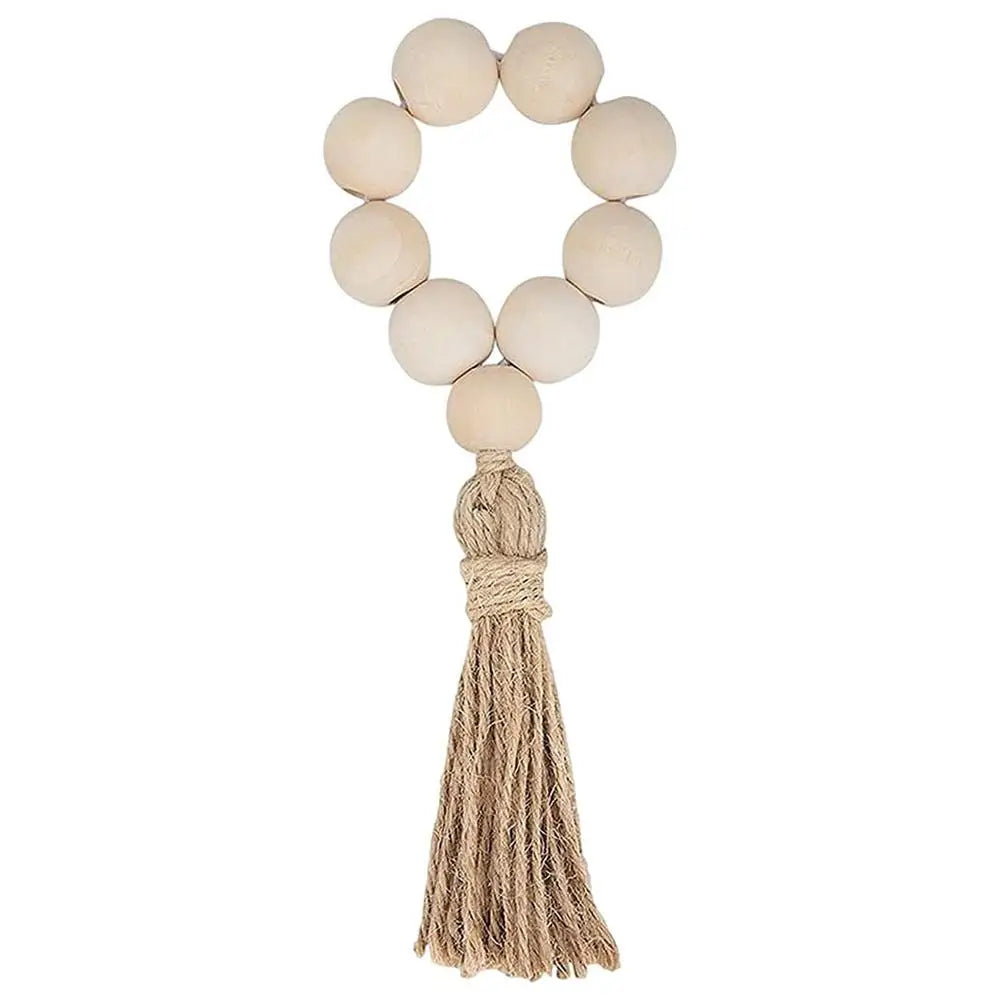 1/12PCS Wood Bead Napkin Rings Garland With Tassels Farmhouse Beads Rustic Country Table Napkin Holder Weddings Home Boho Decor Design & Casa 1PC