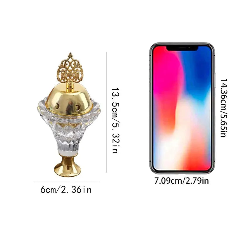 1Pc Artificial Crystal Incense Burner With Cover Aromatherapy Diffuser Metal Crafts Family Yoga Studio Home Decoration Ornaments Design & Casa