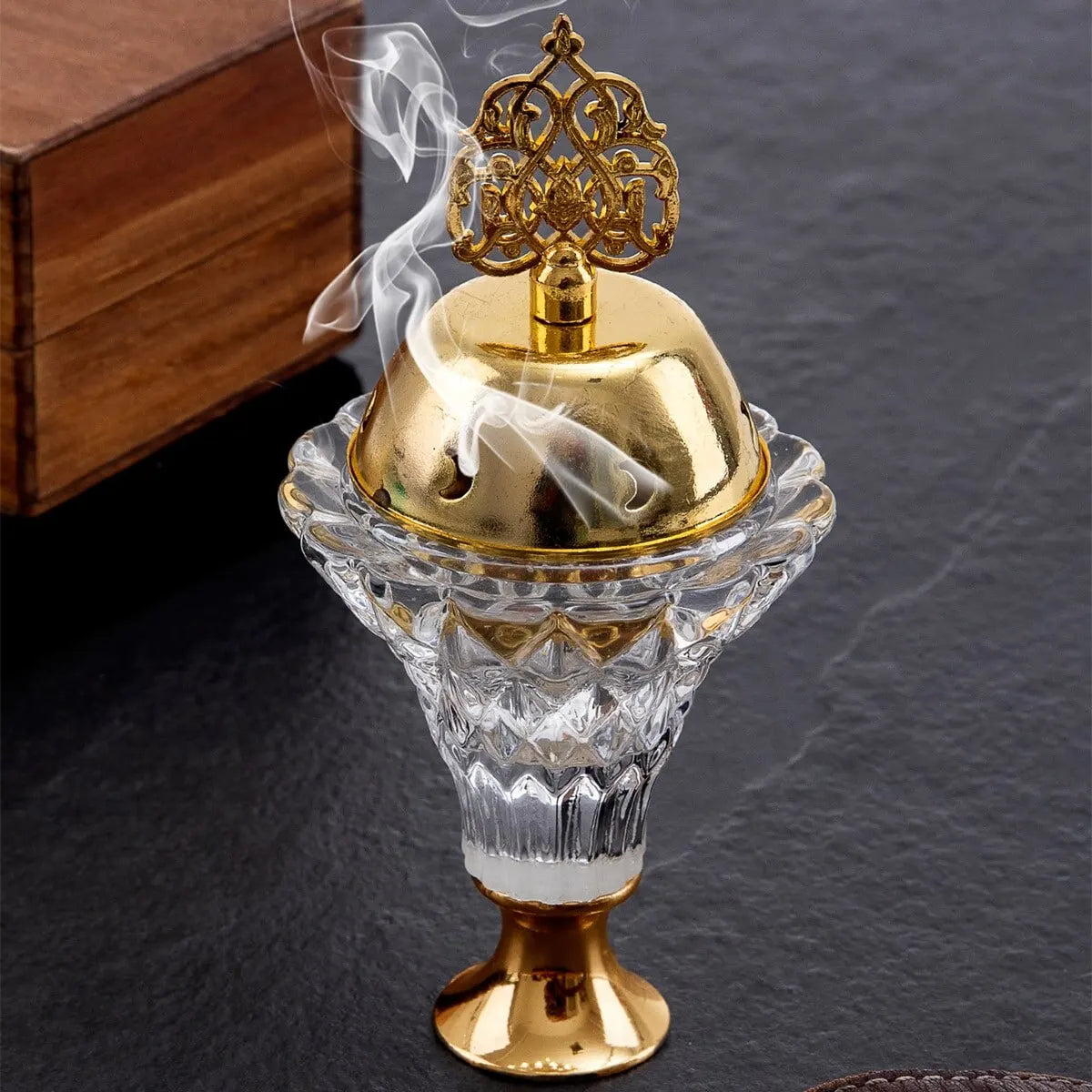 1Pc Artificial Crystal Incense Burner With Cover Aromatherapy Diffuser Metal Crafts Family Yoga Studio Home Decoration Ornaments Design & Casa
