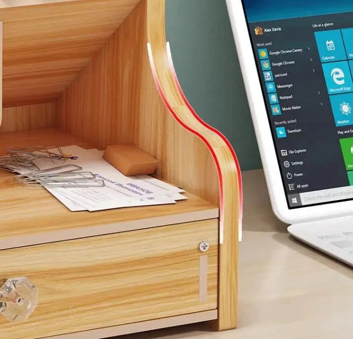 1pc Wooden Desk Organizer Multi-Functional DIY Pen Holder Storage Box Desktop Stationary Storage Rack for Home Office and School Design & Casa