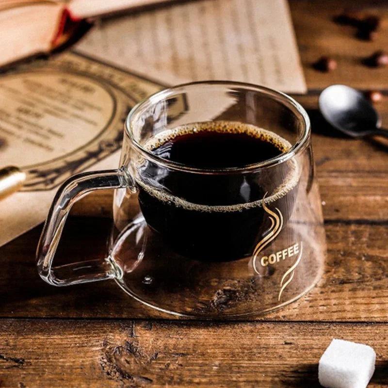 200ml Double Wall Glass Coffee Mug with Handle Transparent Heat-resistant Espresso Cup Breakfast Latte Cappuccino Tea Cup Design & Casa