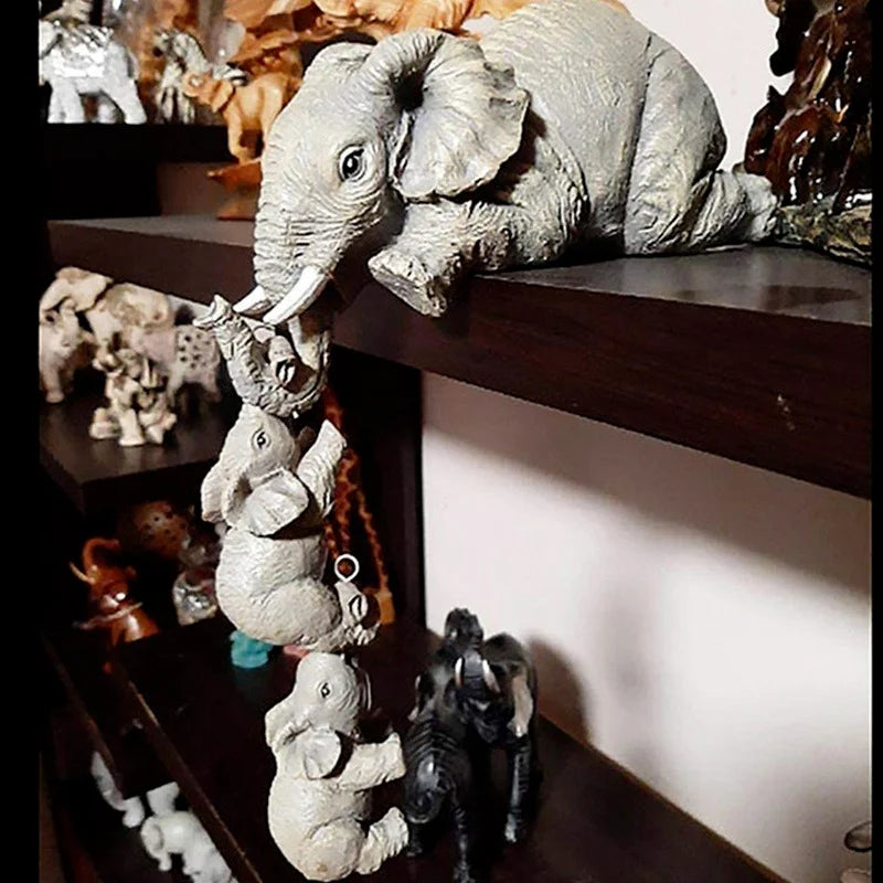 3pcs/set Cute Elephant Figurines Elephant Holding Baby Elephant Resin Crafts Home Furnishing Gift Design & Casa
