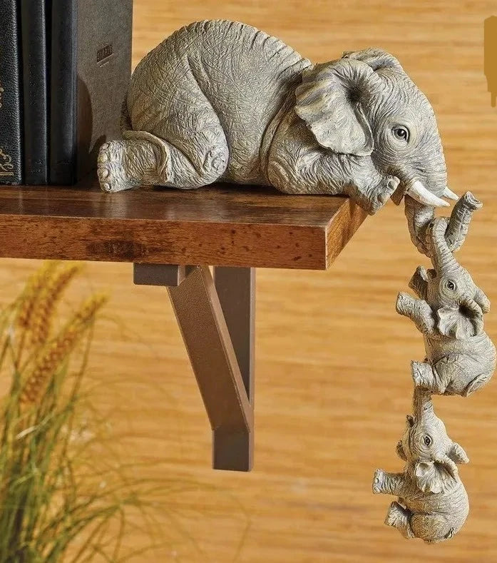 3pcs/set Cute Elephant Figurines Elephant Holding Baby Elephant Resin Crafts Home Furnishing Gift Design & Casa