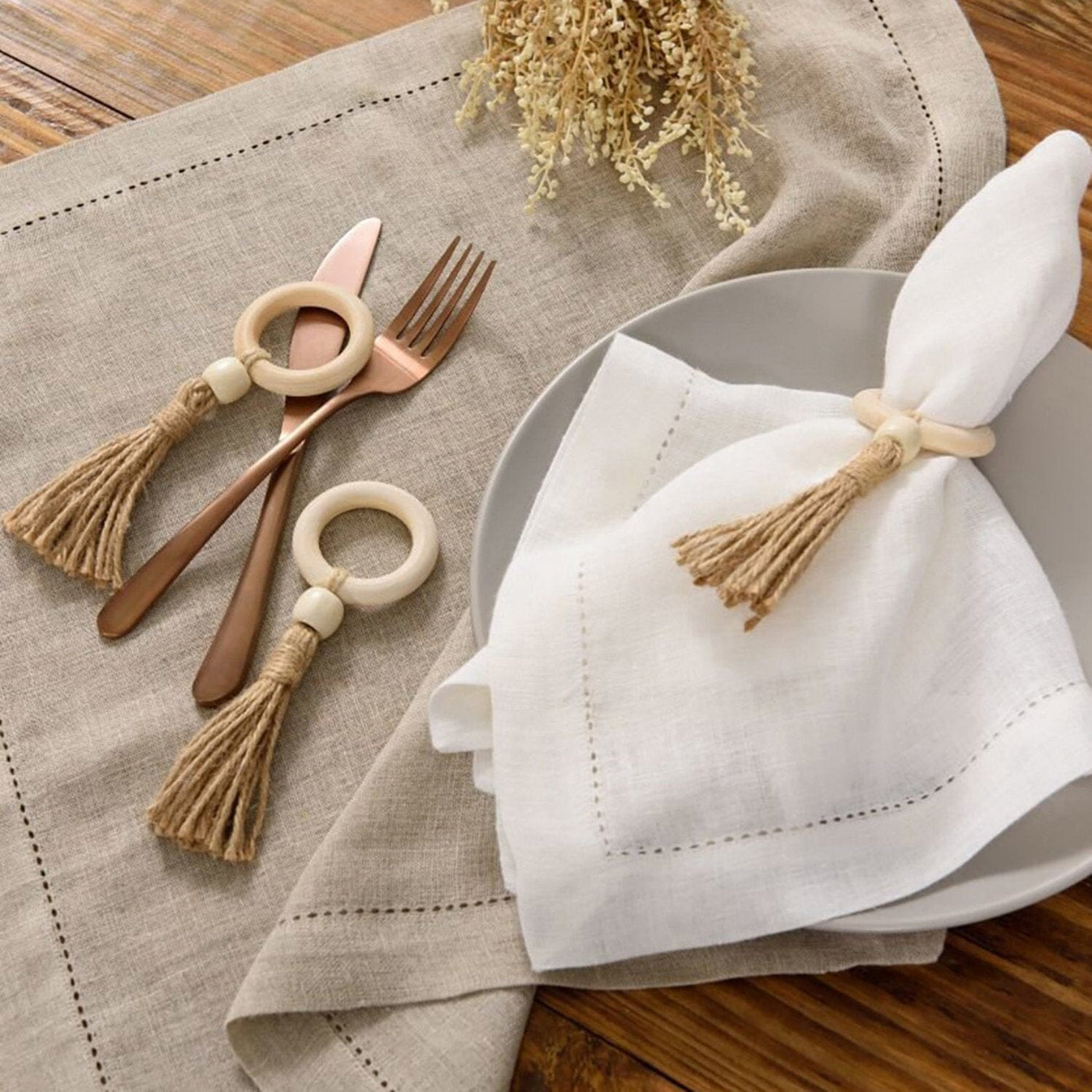 Anel de Guardanapo Tassel 4 Pcs Coleção Mesa Posta-Anel de Guardanapo 4 Pcs Tassel Design & Casa