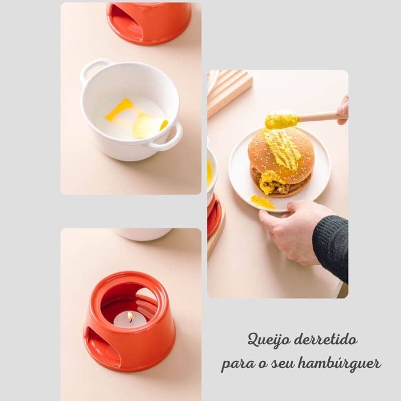 Aparelho de Fondue de Queijo e Chocolate Cerâmica Aparelho de Fondue de Queijo e Chocolate Cerâmica LightHousi