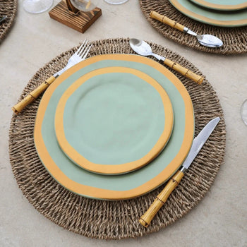 Aparelho de Jantar 24pcs Amassado Bege Cerâmica Coleção Mesa Posta- Aparelho de Jantar Amassado Bege Cerâmica Design & Casa