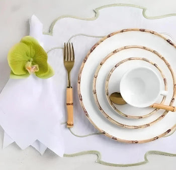 Aparelho de Jantar Elegânte Bambu Cerâmica Coleção Mesa Posta-Aparelho de Jantar Elegânte Bambu Cerâmica Design & Casa