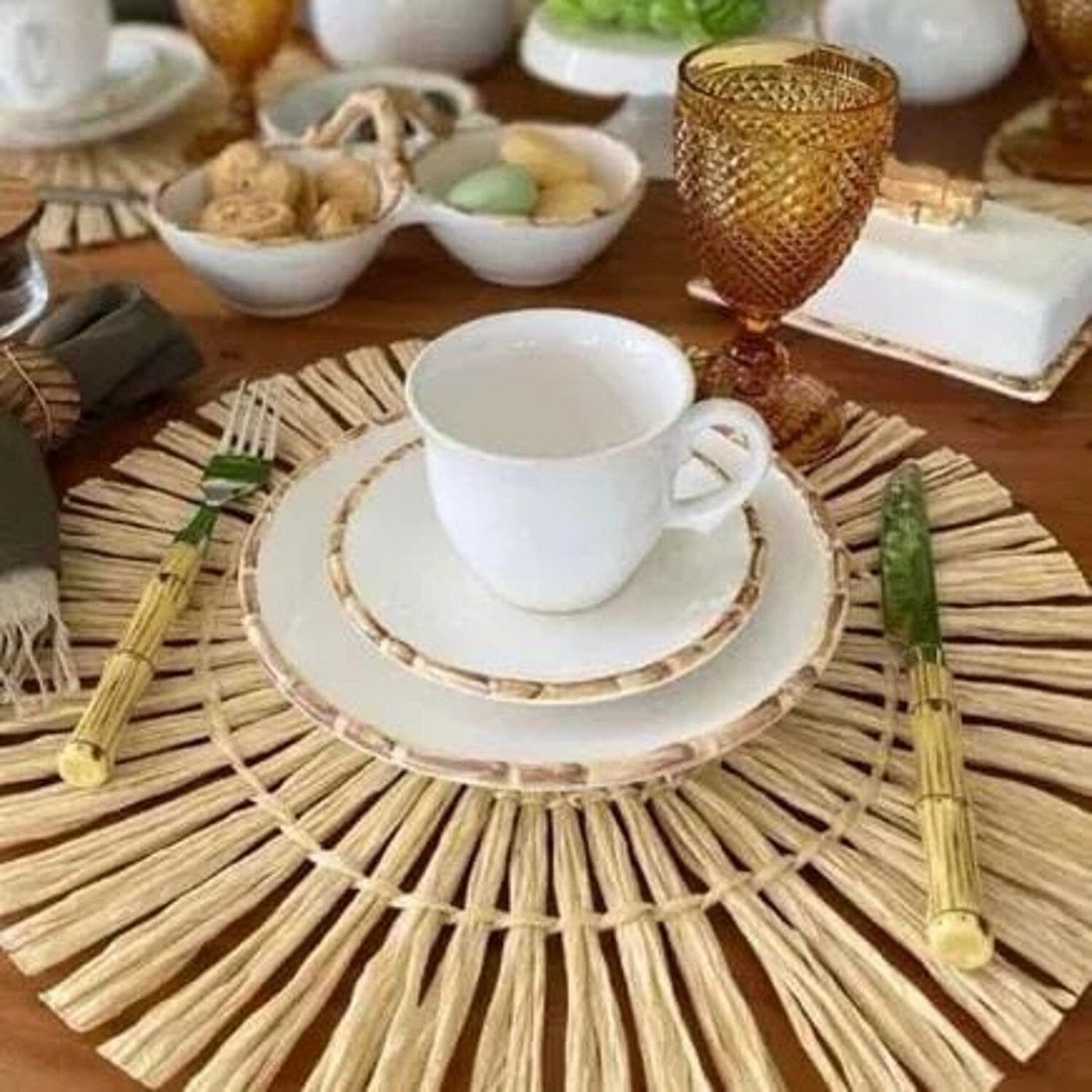 Aparelho de Jantar Elegânte Bambu Cerâmica Coleção Mesa Posta-Aparelho de Jantar Elegânte Bambu Cerâmica Design & Casa