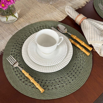 Aparelho de Jantar Frisado Branco Cerâmica Coleção Mesa Posta- Aparelho de Jantar Frisado Branco Cerâmica Design & Casa