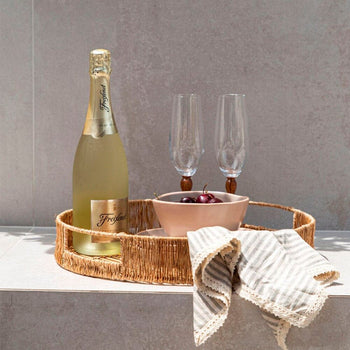 Bandeja Circular 40cm Bambu com Alças Coleção Decoração> bandejas- Bandeja Circular 40cm Bambu com Alças Design & Casa