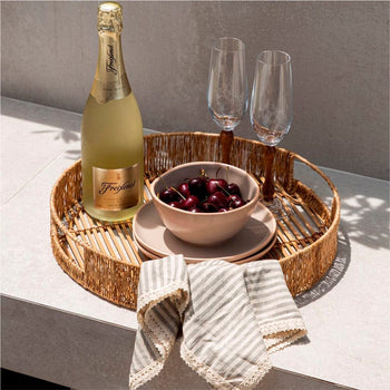 Bandeja Circular 40cm Bambu com Alças Coleção Decoração> bandejas- Bandeja Circular 40cm Bambu com Alças Design & Casa