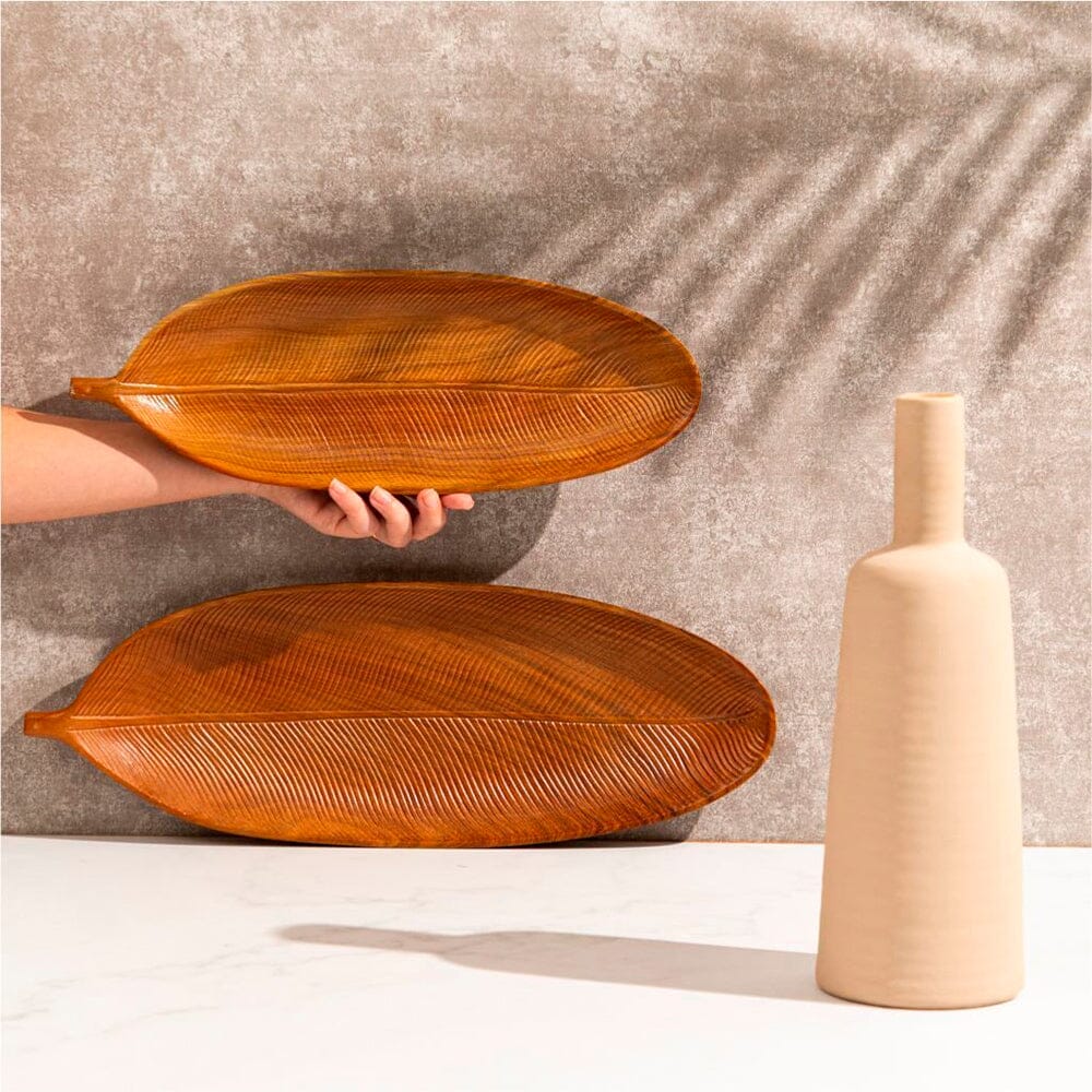 Bandeja Decorativa Folha em Madeira 50cm Coleção Decoração>Bandejas- Bandeja Decorativa Folha em Madeira 40cm Design & Casa