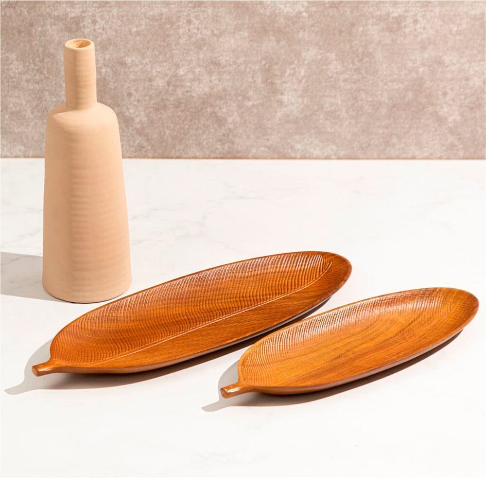Bandeja Decorativa Folha em Madeira 50cm Coleção Decoração>Bandejas- Bandeja Decorativa Folha em Madeira 40cm Design & Casa