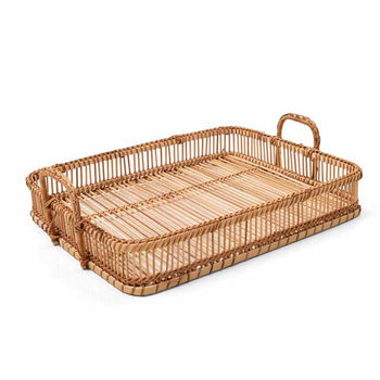 Bandeja Retangular Bamboo com Alças 48cm Coleção Decoração> Bandeja- Bandeja Retangular Bamboo com Alças 48cm Design & Casa