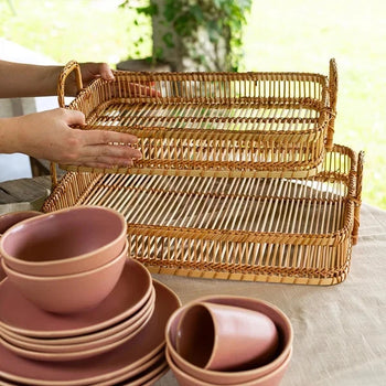 Bandeja Retangular Bamboo com Alças 48cm Coleção Decoração> Bandeja- Bandeja Retangular Bamboo com Alças 48cm Design & Casa