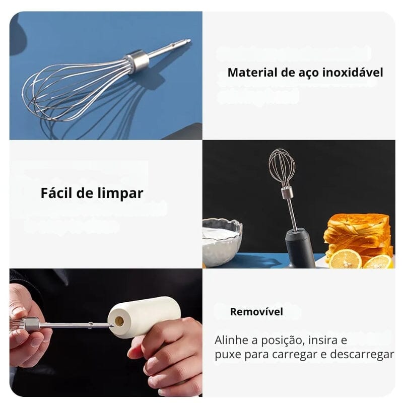 Batedeira Elétrica Portátil Sem Fio Batedeira Elétrica Portátil Sem Fio Design & Casa
