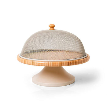 Boleira Areia com Tela Protetora Inox e Base de Madeira Coleção Mesa Posta> Boleiras- Boleira Areia com Tela Protetora Inox e Base de Madeira Design & Casa