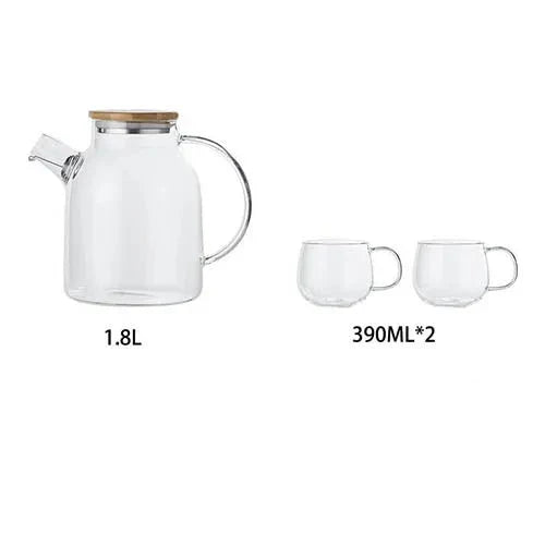 Bule De Vidro Borosilicato Que Vai Ao Fogo 1.8L Bule De Vidro Borosilicato Que Vai Ao Fogo 1.8L LightHousi Bule + 2 Xícaras