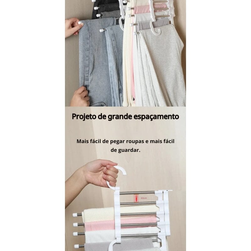 Cabide Calça Retrátil 1PC Branco Modelo Mágico Cabide Calça Retrátil 1PC Branco Modelo Mágico Design & Casa