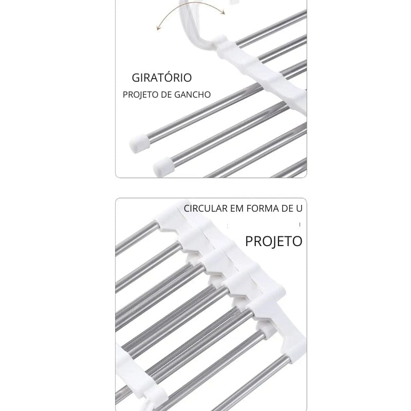 Cabide Calça Retrátil 1PC Branco Modelo Mágico Cabide Calça Retrátil 1PC Branco Modelo Mágico Design & Casa