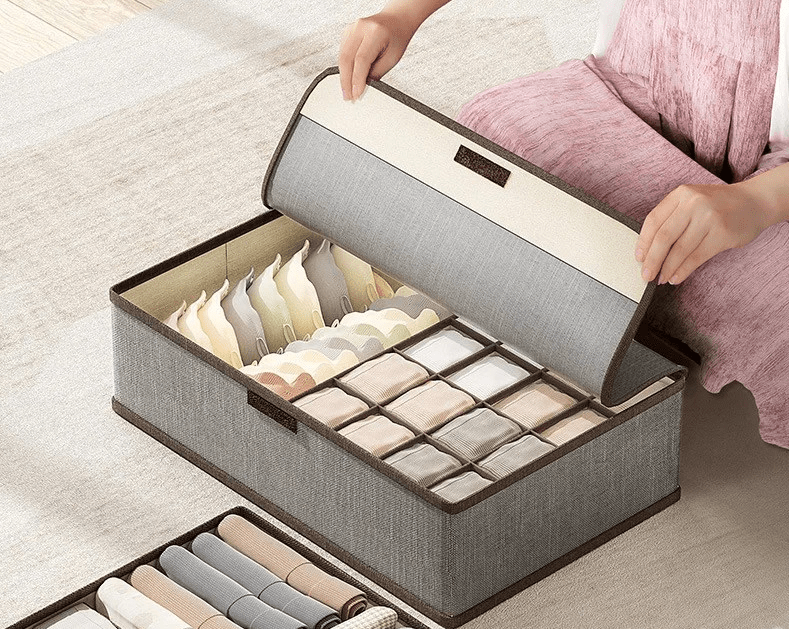 Caixa Organizadora de Armazenamento de Roupas Coleção Organização para Casa - Caixa Organizadora de Armazenamento de Roupas Design & Casa Cinza 13 Compartimentos