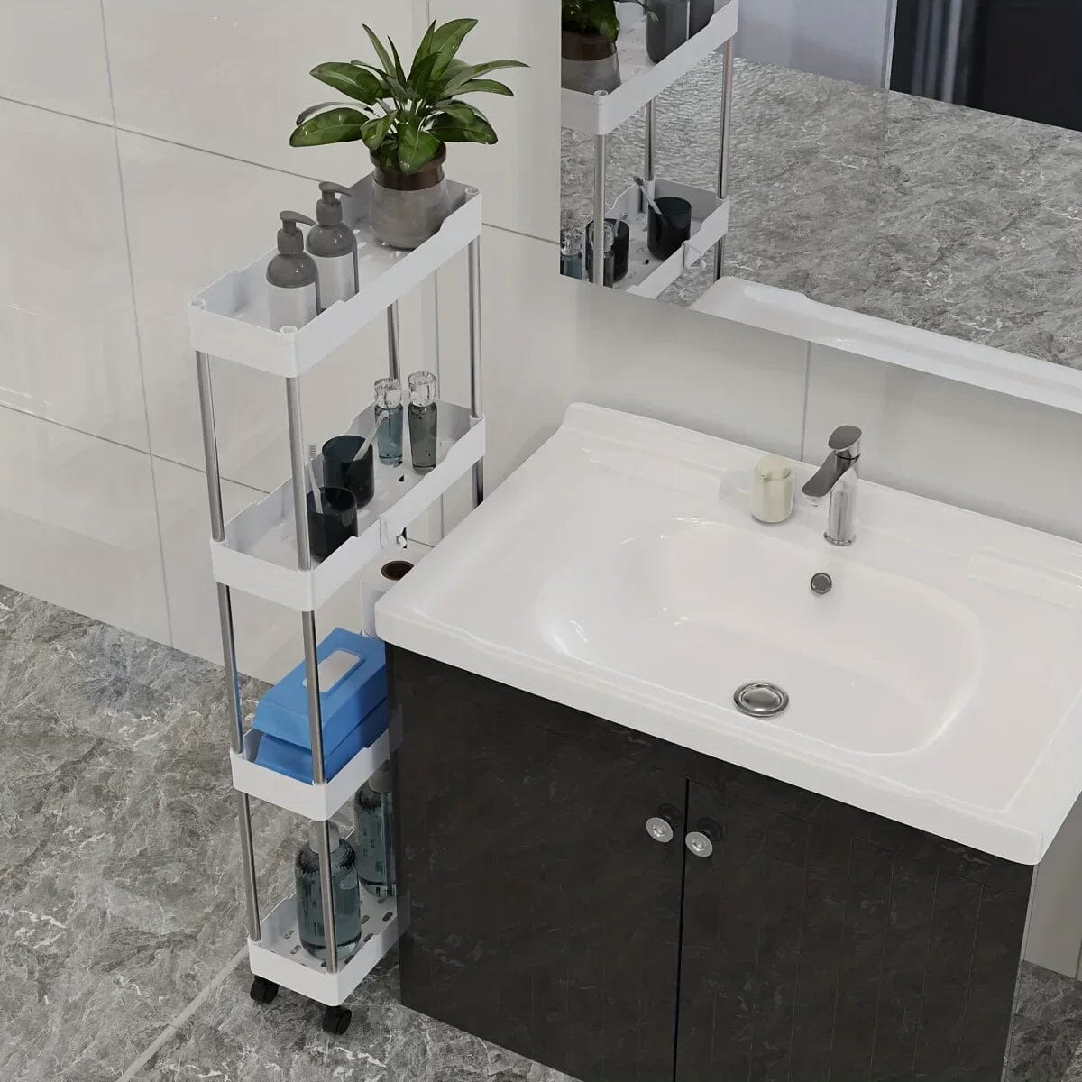 Carrinho Organizador Multiuso 4 Camadas Com Rodinha Carrinho Organizador Multiuso 4 Camadas Com Rodinha LightHousi 4 Camadas Branco