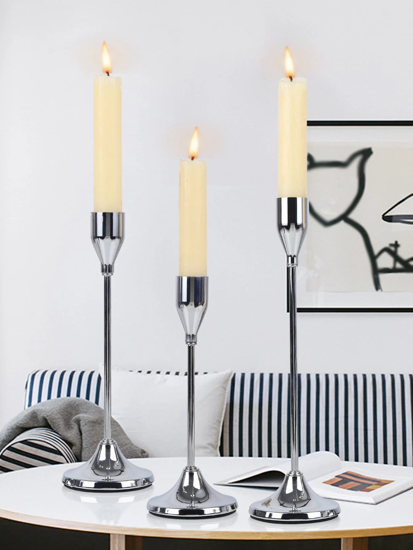 Castiçais Velas Estilo Europeu Dourado 3 Peças Design & Casa