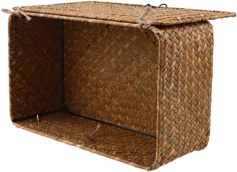 Cesta de Armazenamento Retangular Artesanal com Tampa Cesta de Armazenamento Retangular Artesanal com Tampa Design & Casa