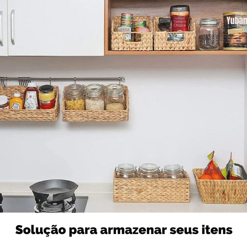 Cesta de Palha Organizadora Estilo Rattan Cesta de Palha Organizadora Estilo Rattan Design & Casa