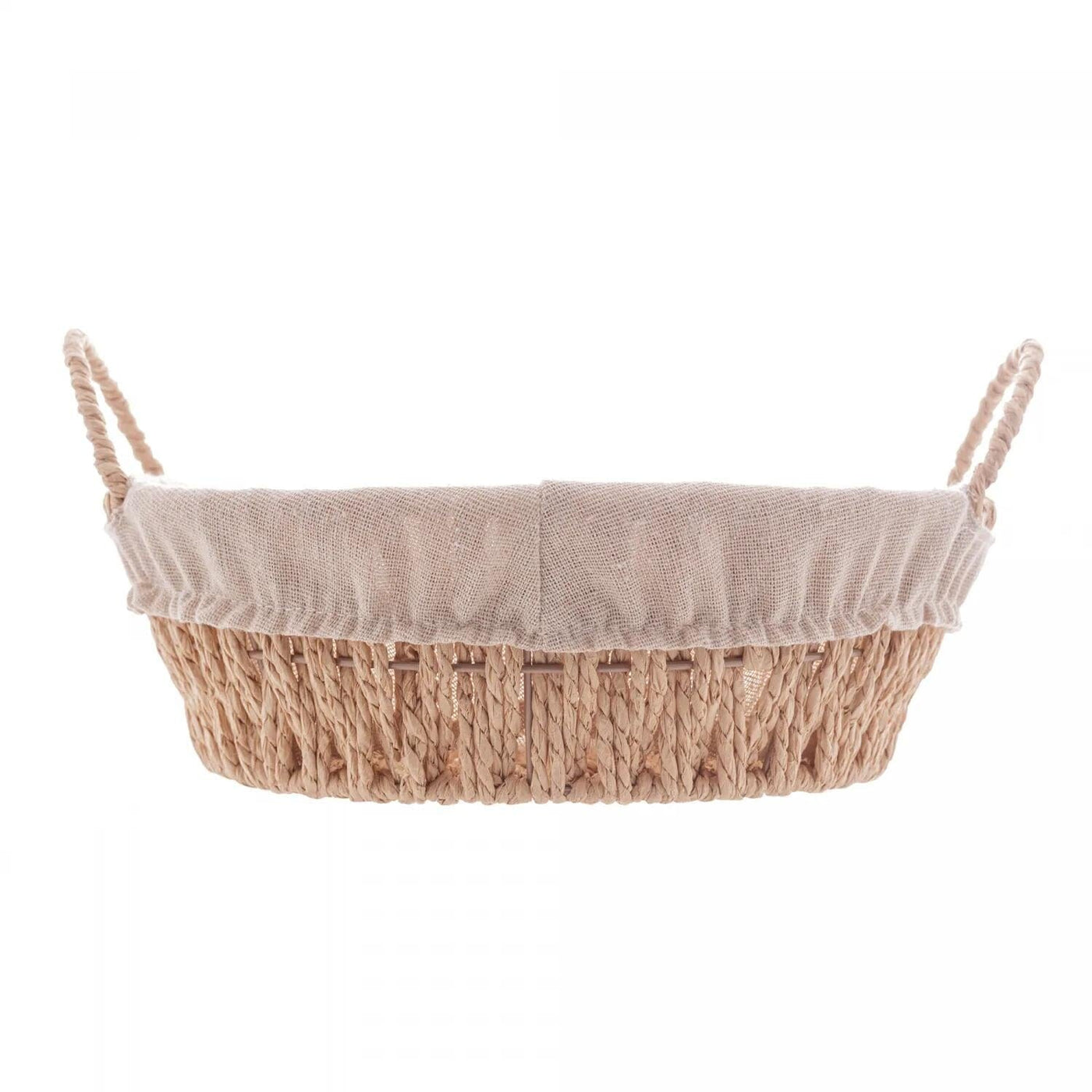 Cesta Redonda de Papel com Forro em Tecido com Alça 27cm x 24cm x 12cm - Wolff Design & Casa