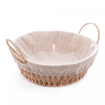 Cesta Redonda de Papel com Forro em Tecido com Alça 27cm x 24cm x 12cm - Wolff Design & Casa