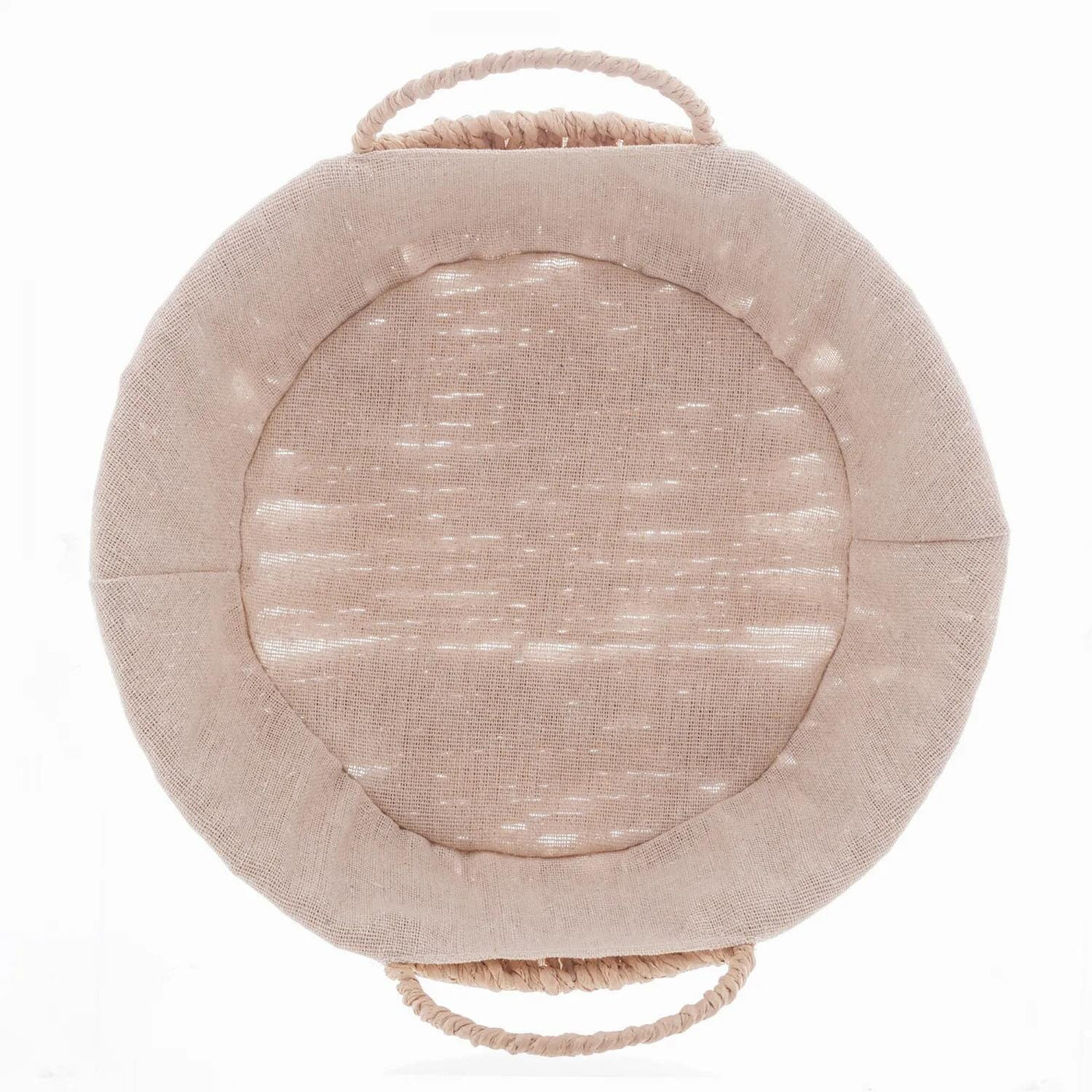 Cesta Redonda de Papel com Forro em Tecido com Alça 27cm x 24cm x 12cm - Wolff Design & Casa