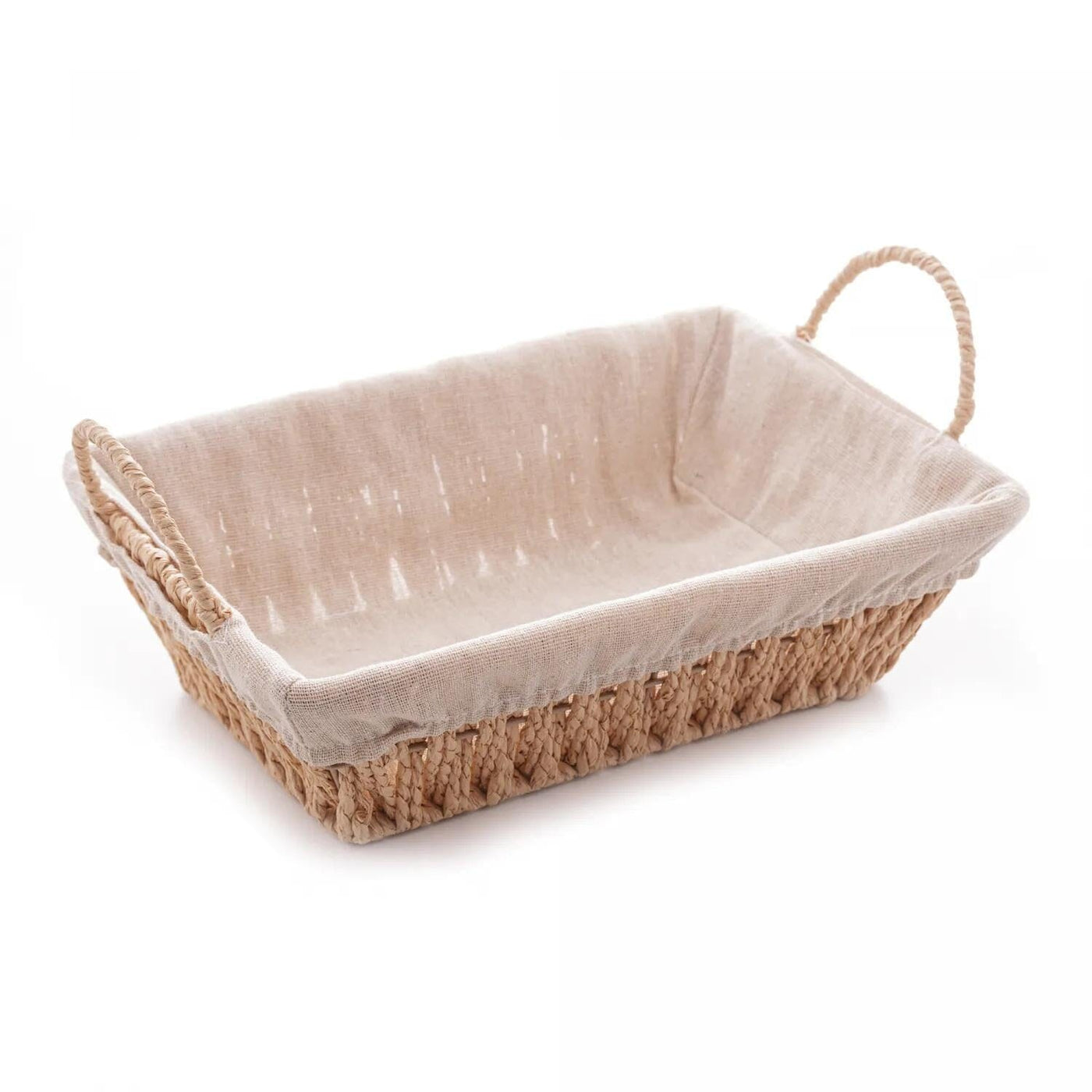 Cesta Retangular de Papel com Forro em Tecido com Alça 31cm x 19cm x 12cm - Wolff Design & Casa