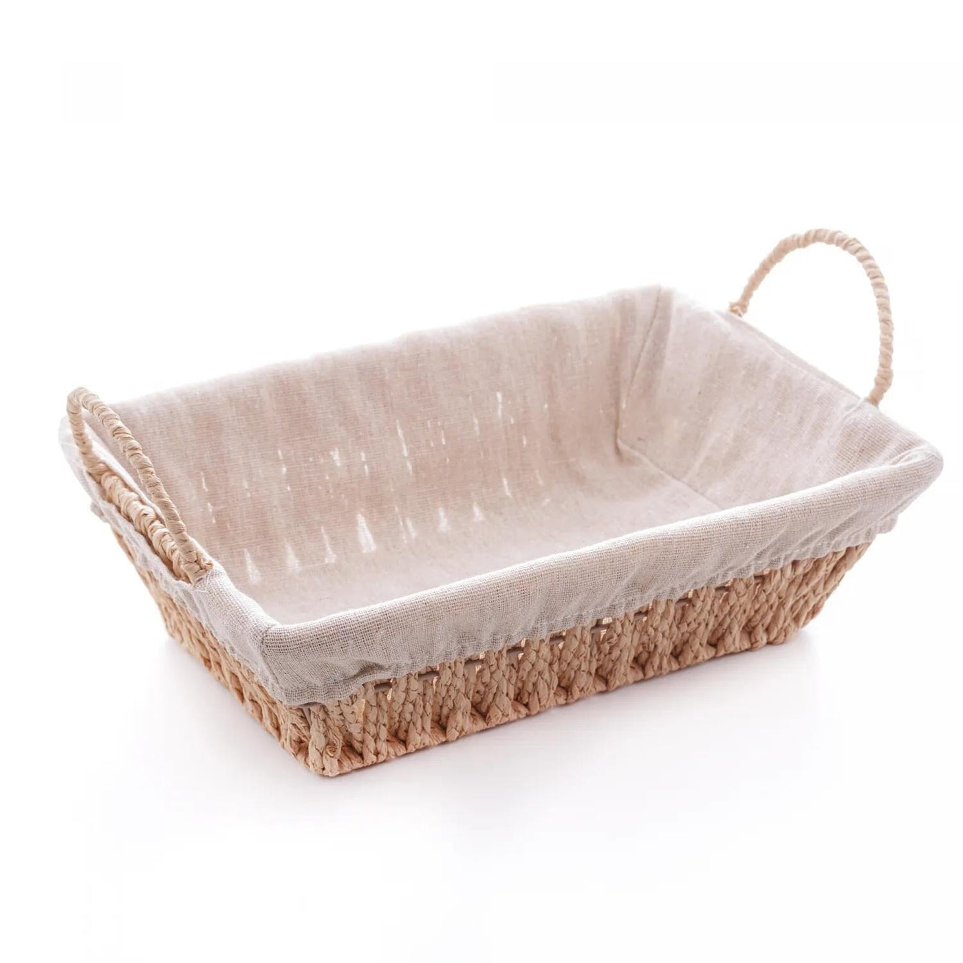 Cesta Retangular de Papel com Forro em Tecido com Alça 31cm x 19cm x 12cm - Wolff Design & Casa