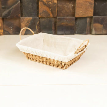 Cesta Retangular de Papel com Forro em Tecido com Alça 31cm x 19cm x 12cm - Wolff Design & Casa