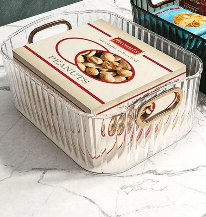 Cesta Transparente Organizadora de Plástico Para Mesa Coleção Casa Organizada - Cesta Transparente Organizadora de Plástico Para Mesa Design & Casa Transparente M