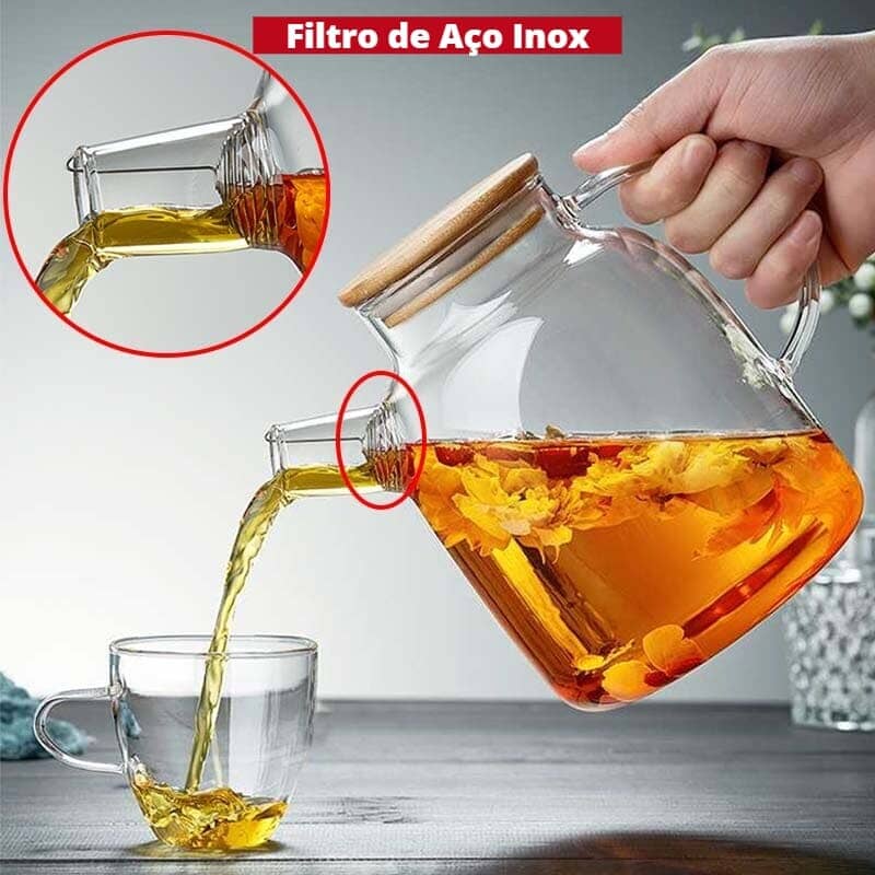 Chaleira de Vidro com Tampa de Bambu Chaleira de Vidro com Tampa de Bambu LightHousi