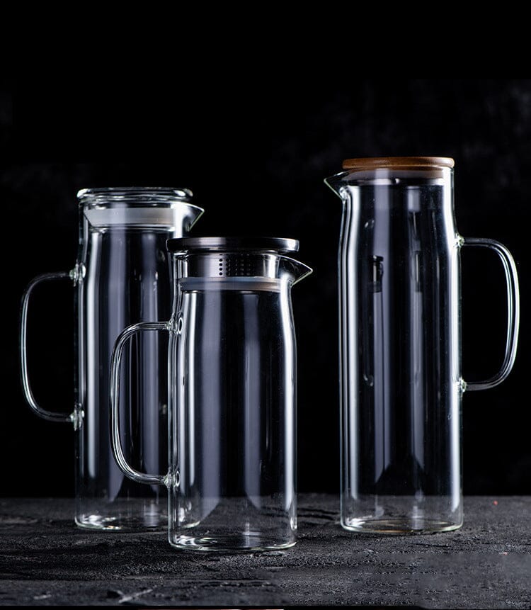 Chaleira De Vidro Jarra Para Suco Com Tampa De Bambu E Filtro Chaleira De Vidro Jarra Para Suco Com Tampa De Bambu E Filtro LightHousi