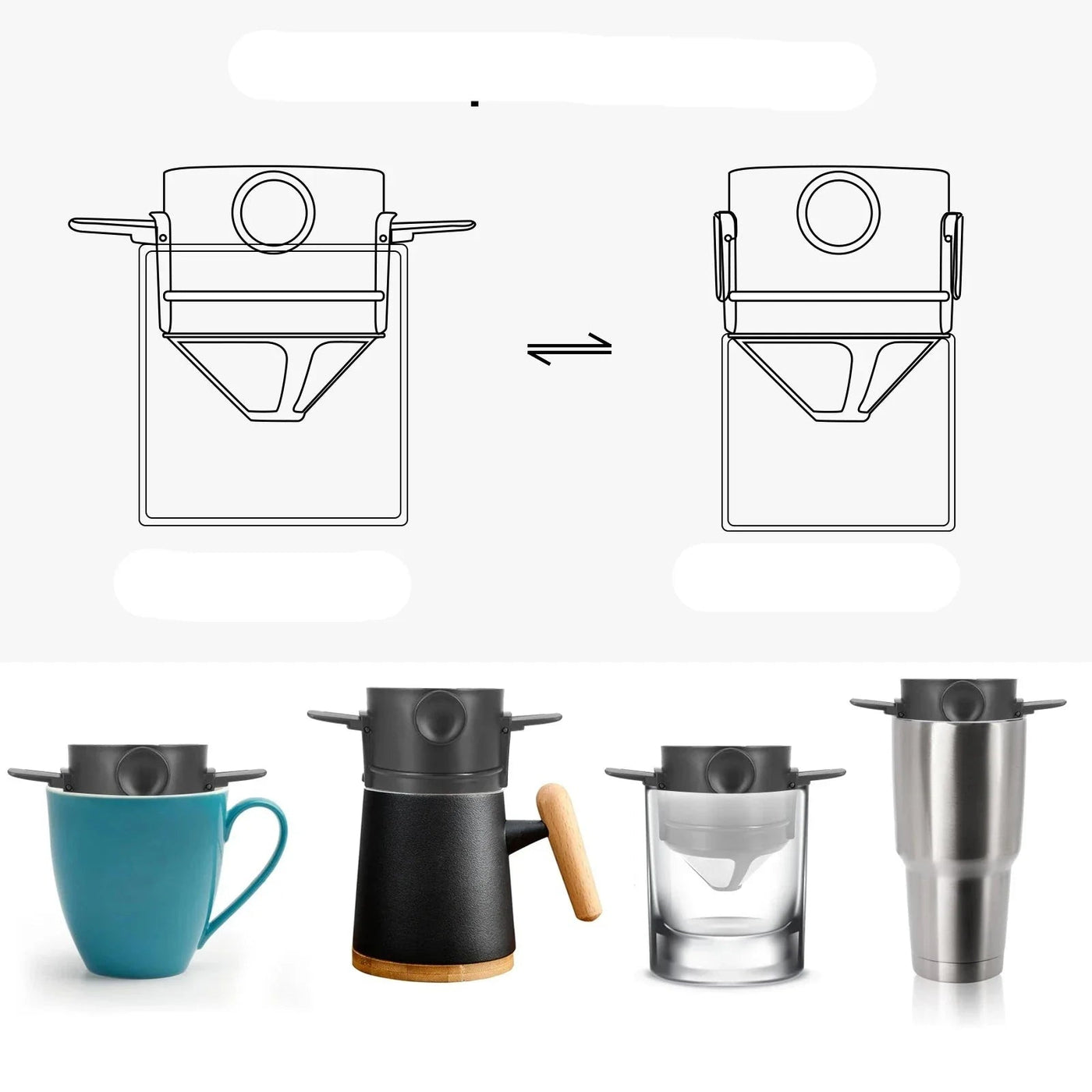 Coador De Café Individual Reutilizáveis De Inox Preto Coador De Café Individual Reutilizáveis De Inox Preto LightHousi