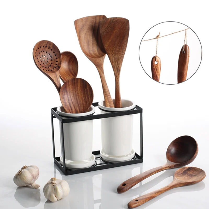 Colher de Madeira Premium Cozinha 01 - Colher de Madeira de Cozinha Tailandesa 02 Design & Casa