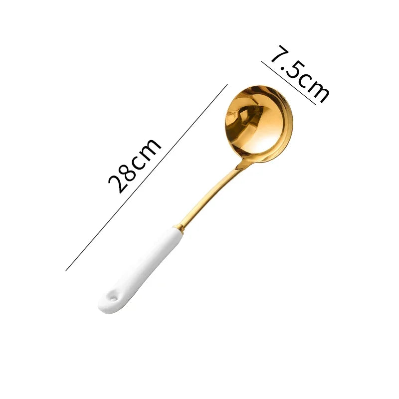 Concha e Escumadeira Cerâmica Dourada Concha e Escumadeira Cerâmica Dourada LightHousi