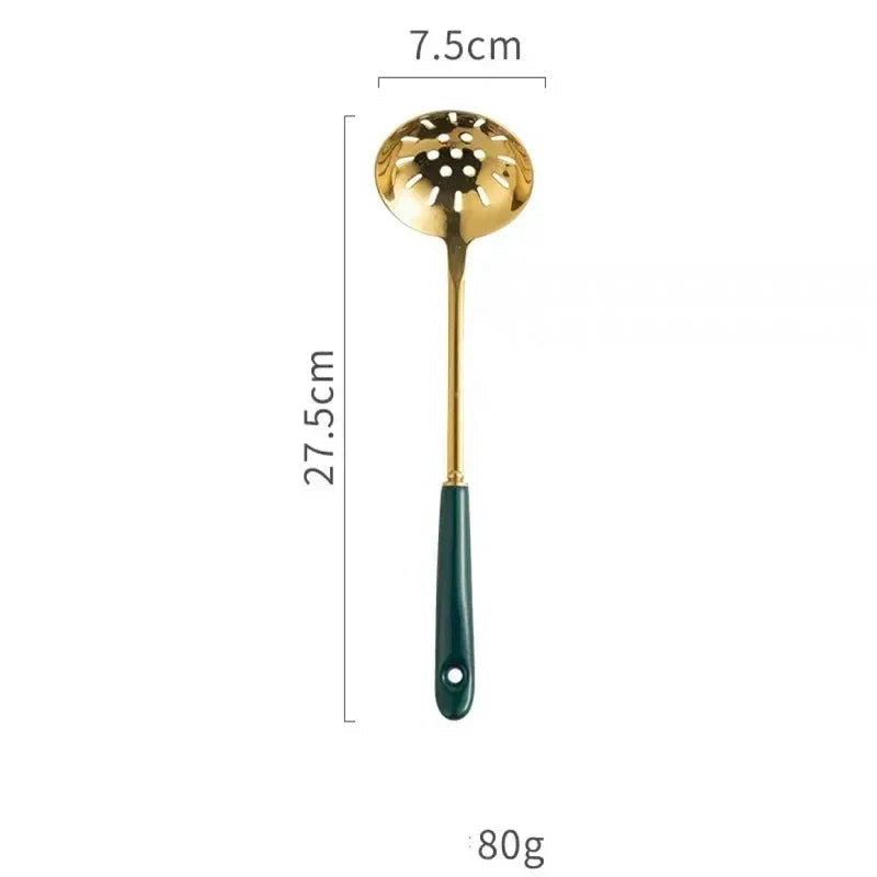 Concha e Escumadeira Cerâmica Dourada Concha e Escumadeira Cerâmica Dourada LightHousi Verde- Escumadeira