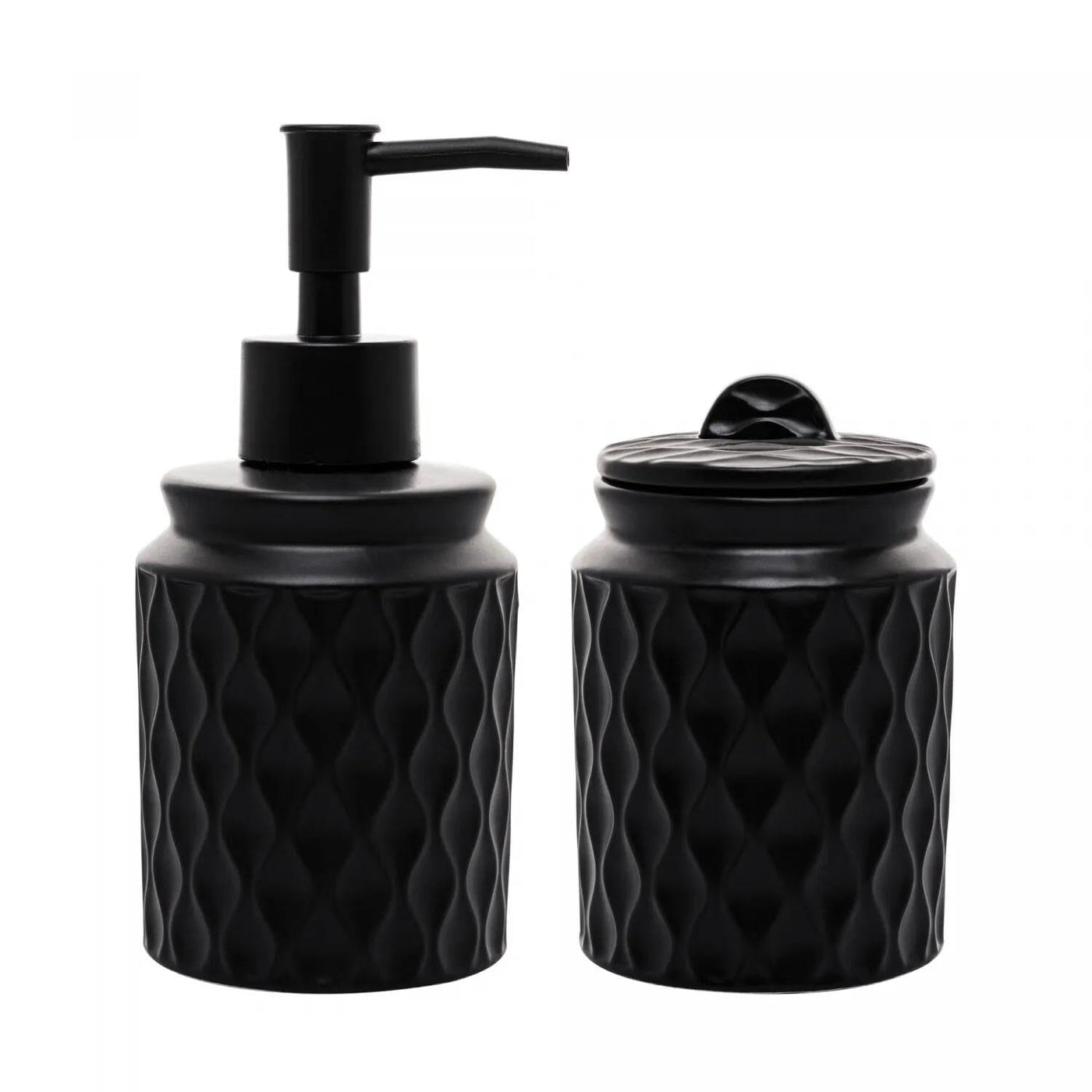 Conjunto 2 Peças para Banheiro de Cerâmica Wave Preto Coleção Banheiro- Conjunto 2 Peças para Banheiro de Cerâmica Wave Preto Design & Casa