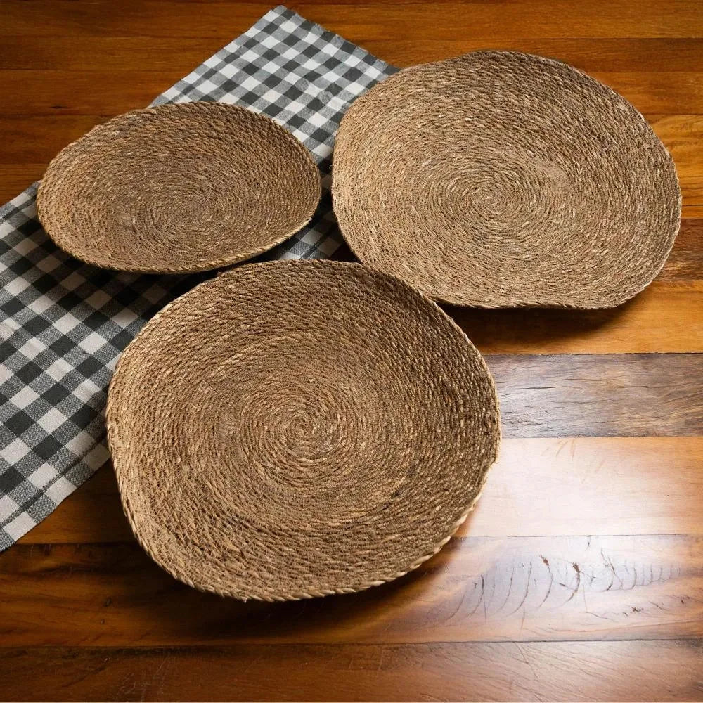 Conjunto 3 Centros de Mesa de Fibra Natural - Wolff Coleção Mesa Posta- Conjunto 3 Centros de Mesa de Fibra Natural - Wolff Design & Casa