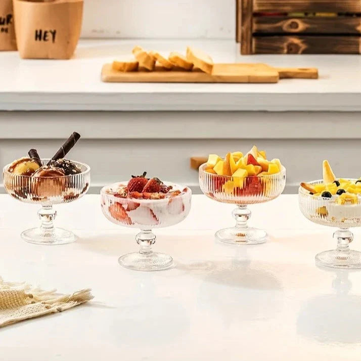 Conjunto 4 Peças Taça De Sobremesa De Vidro 400ml Conjunto 4 Peças Taça De Sobremesa De Vidro 400ml LightHousi
