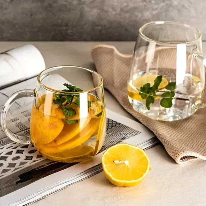 Conjunto 4 Xícaras De Vidro Transparente 400ml Conjunto 4 Xícaras De Vidro Transparente 400ml LightHousi 2 Peças 400ml