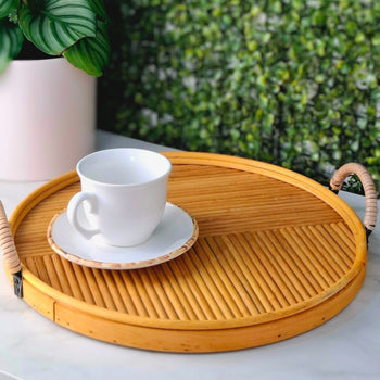 Conjunto 6pcs Xícara de Chá C/ Pires Cerâmica Bambu Coleção Mesa Posta-Conjunto 6pcs Xícara de Chá C/ Pires Cerâmica Bambu Design & Casa